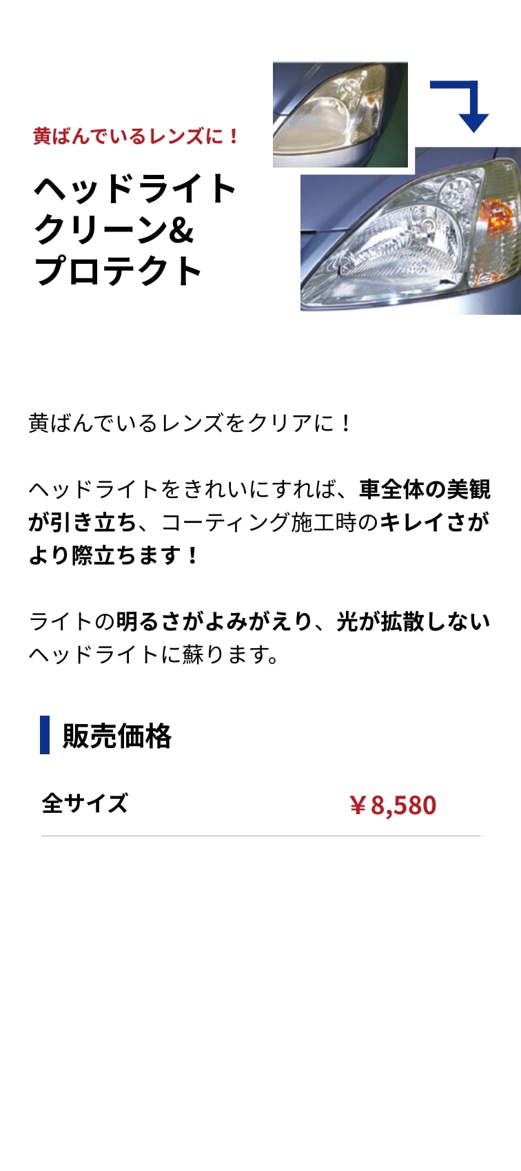 ヘッドライトクリーン&プロテクト