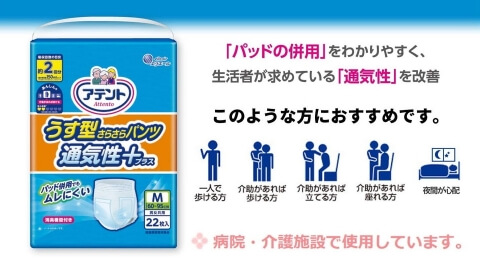 アテント うす型さらさらパンツ 通気性プラス M女性用 22枚入 Amazon |