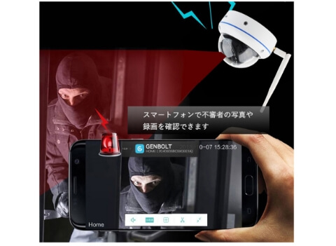 GENBOLT GB220X 自動追尾 Wi-Fi ネットワーク防犯監視カメラ 防犯カメラ ドーム型 屋外 Wi-fi GENBOLT 4MP*2 自動追跡 10倍ズーム