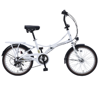 折畳自転車20・6段ギア LEDオートライト MF204 KURVE パールホワイト