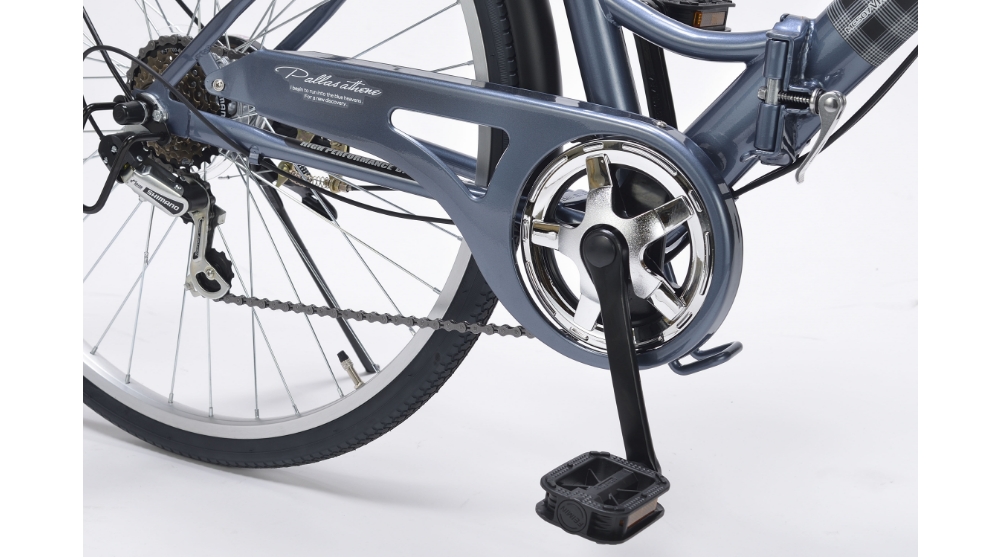 折畳シティサイクル26・6段ギア ダイナモLEDライト・肉厚