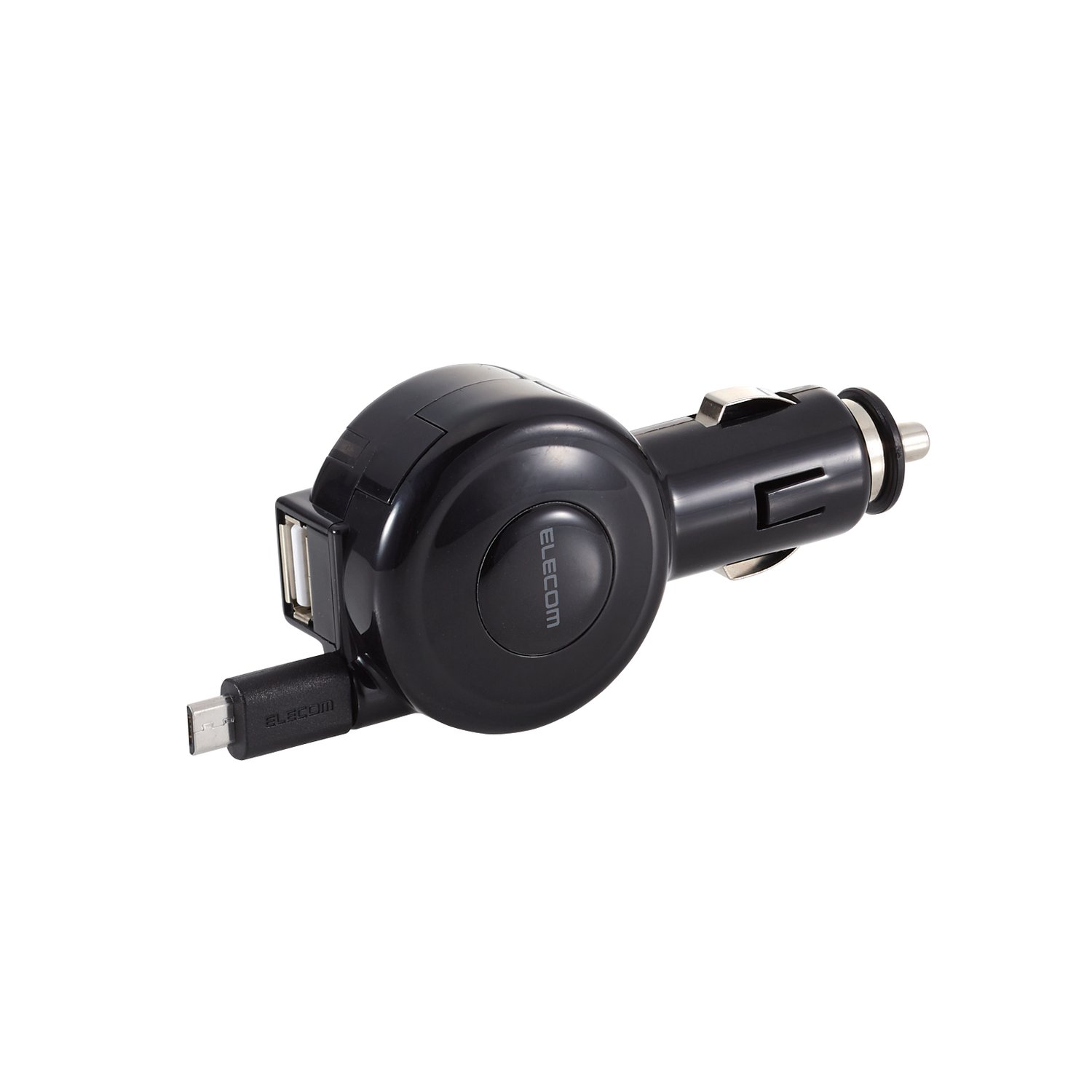 Microusb Usbで2台同時充電可能 12 24v車対応 車載充電器 リール式 Microusbケーブル Usbポート付き 最大2 4a出力 Mpa Ccm03シリーズ 宇佐美鉱油の総合通販サイト うさマート