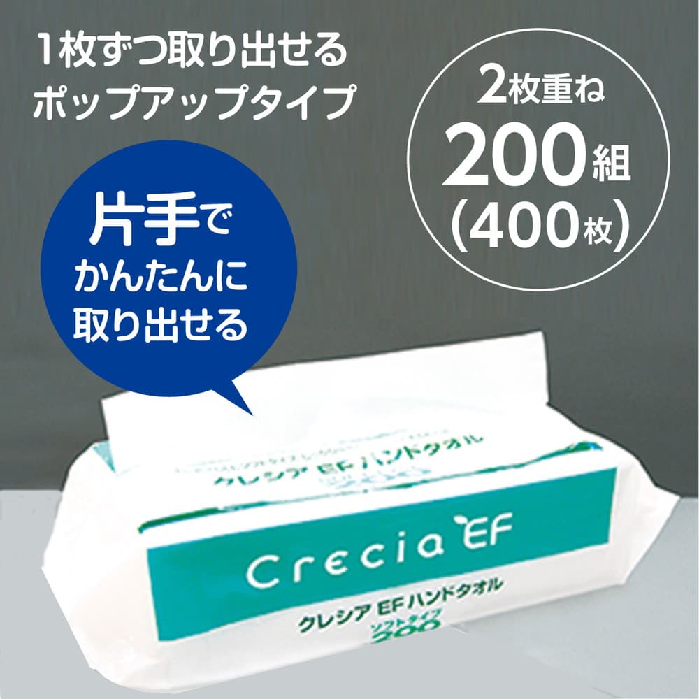 日本製紙クレシア クレシアEFハンドタオル ソフトタイプ200 3個パック