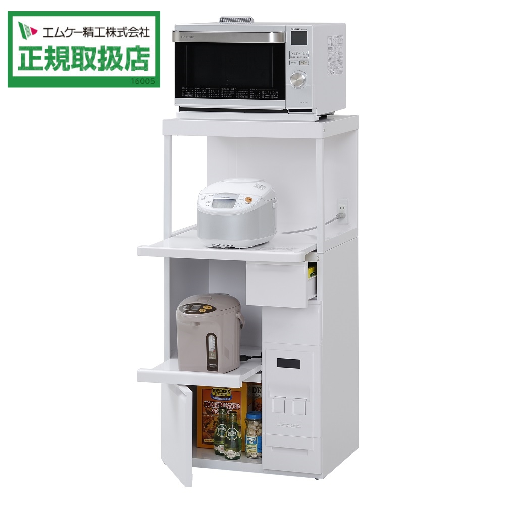 ［廃盤品］エムケーレンジ台 ＳＫＵ−３０６Ｗ 上段棚付(米びつ１２ｋｇ付) エムケー精工 組立式レンジ台 ファインキッチン スタンダード