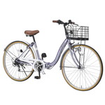 折畳シティサイクル26・6段ギア ダイナモLEDライト・肉厚