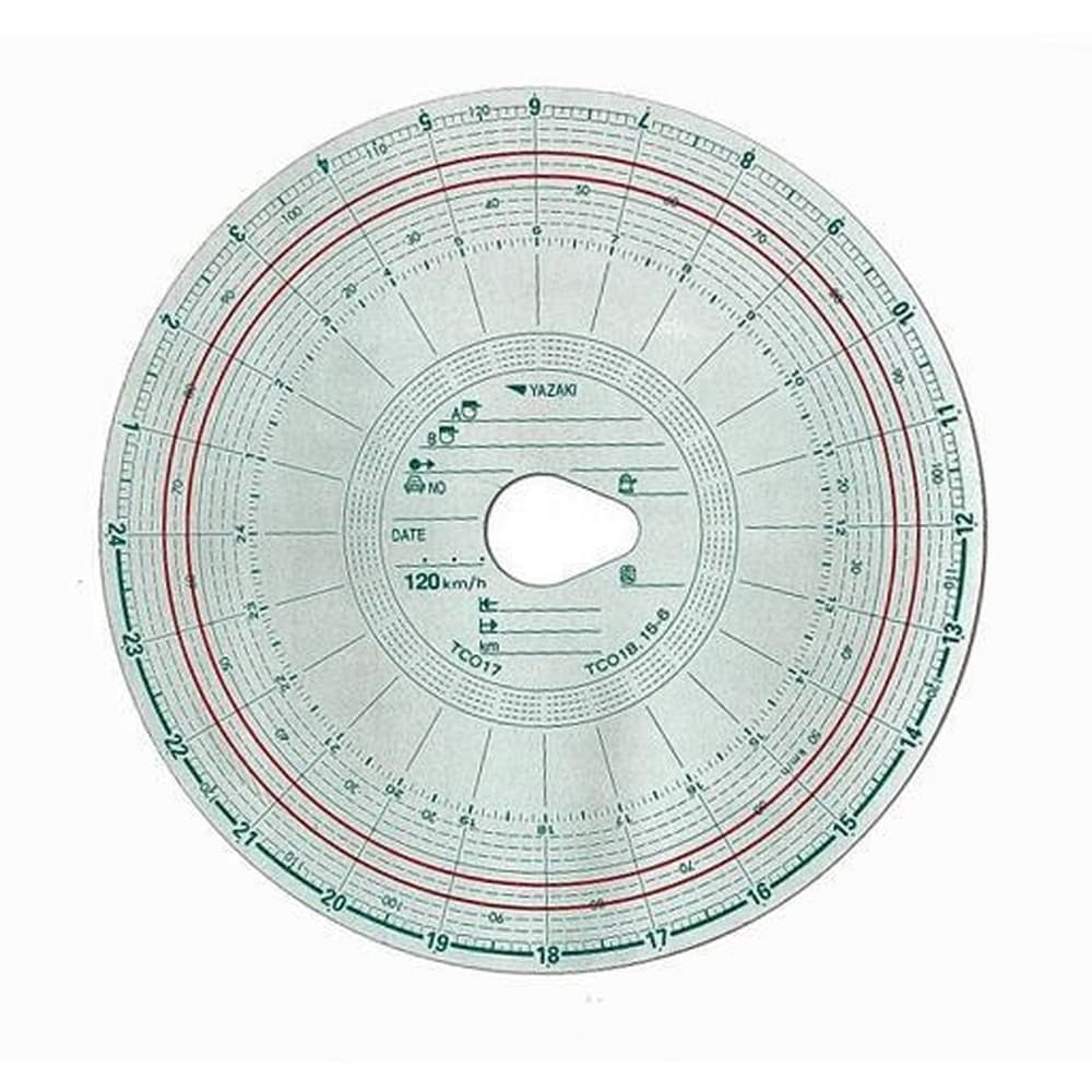 矢崎総業 チャート紙(赤箱) 1日用100枚入 玉子型(15.6mm) 120km/h 赤