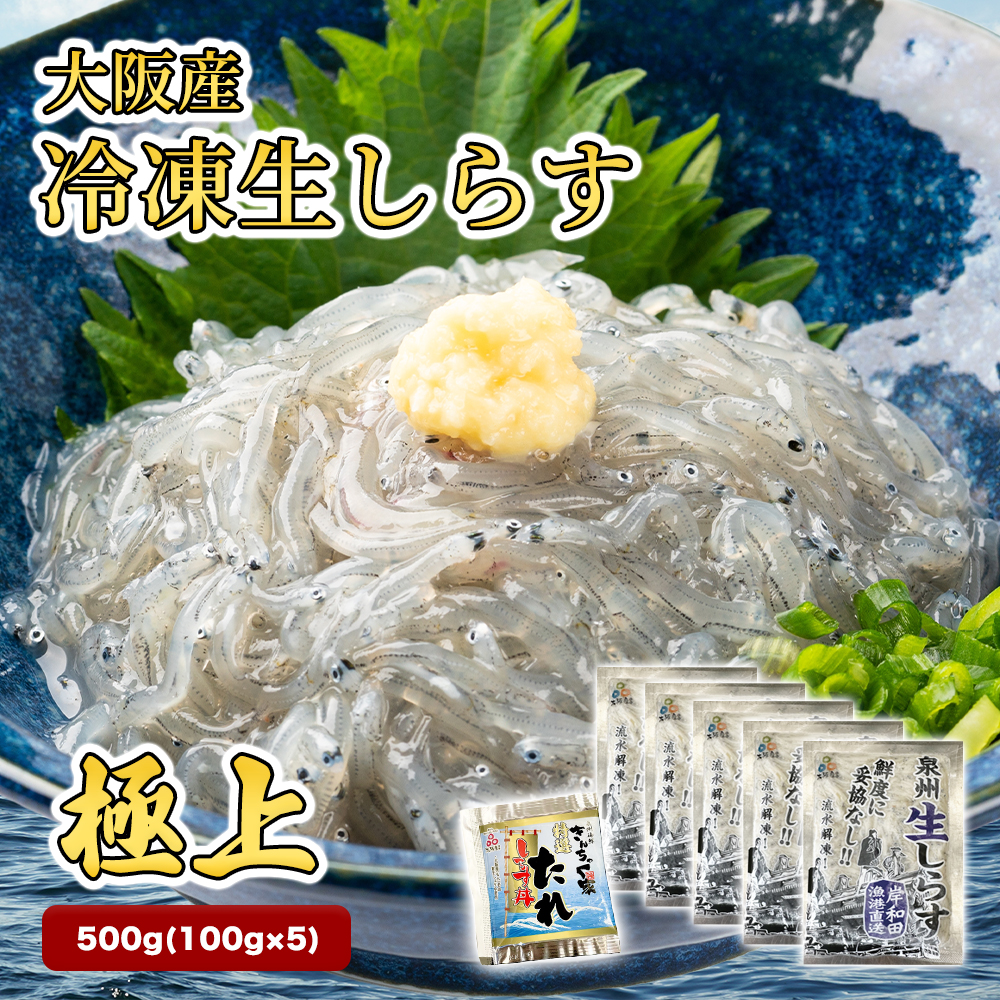 極上】大阪産 冷凍生しらす 500g（100g×5）しらす丼タレ4個付き 冷凍