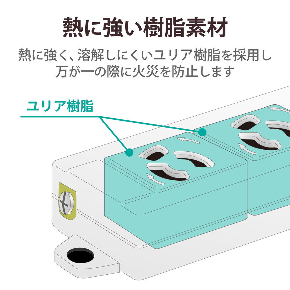 エレコム EU RoHS指令準拠 マグネット付抜け止めタップ 3P式 4個口