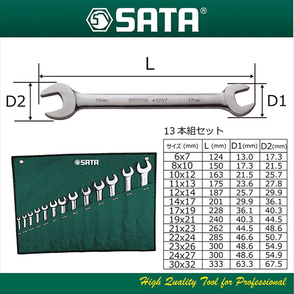 SATA TOOLS 両口スパナ 13pcs RS-09029｜宇佐美鉱油の総合通販サイト