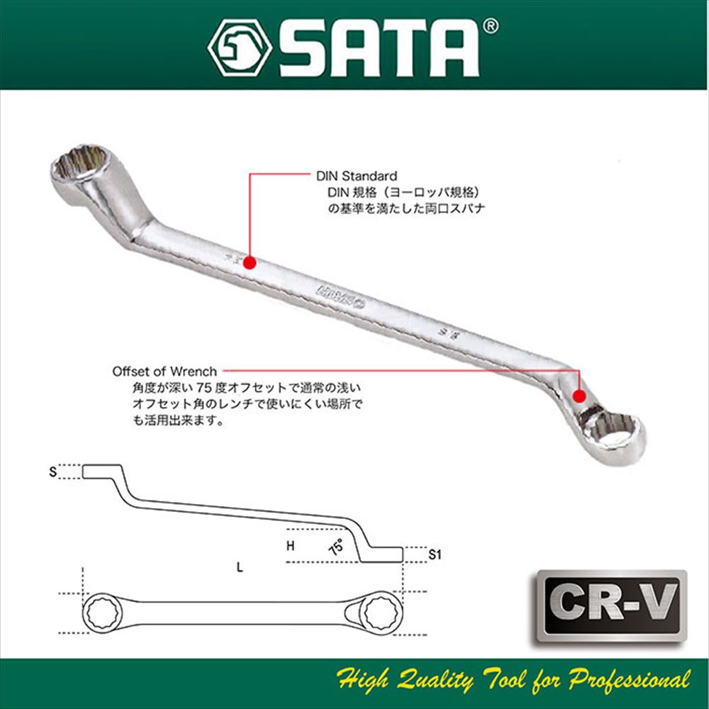 SATA TOOLS ディープオフセット 両口メガネレンチ 11本セット RS-08023