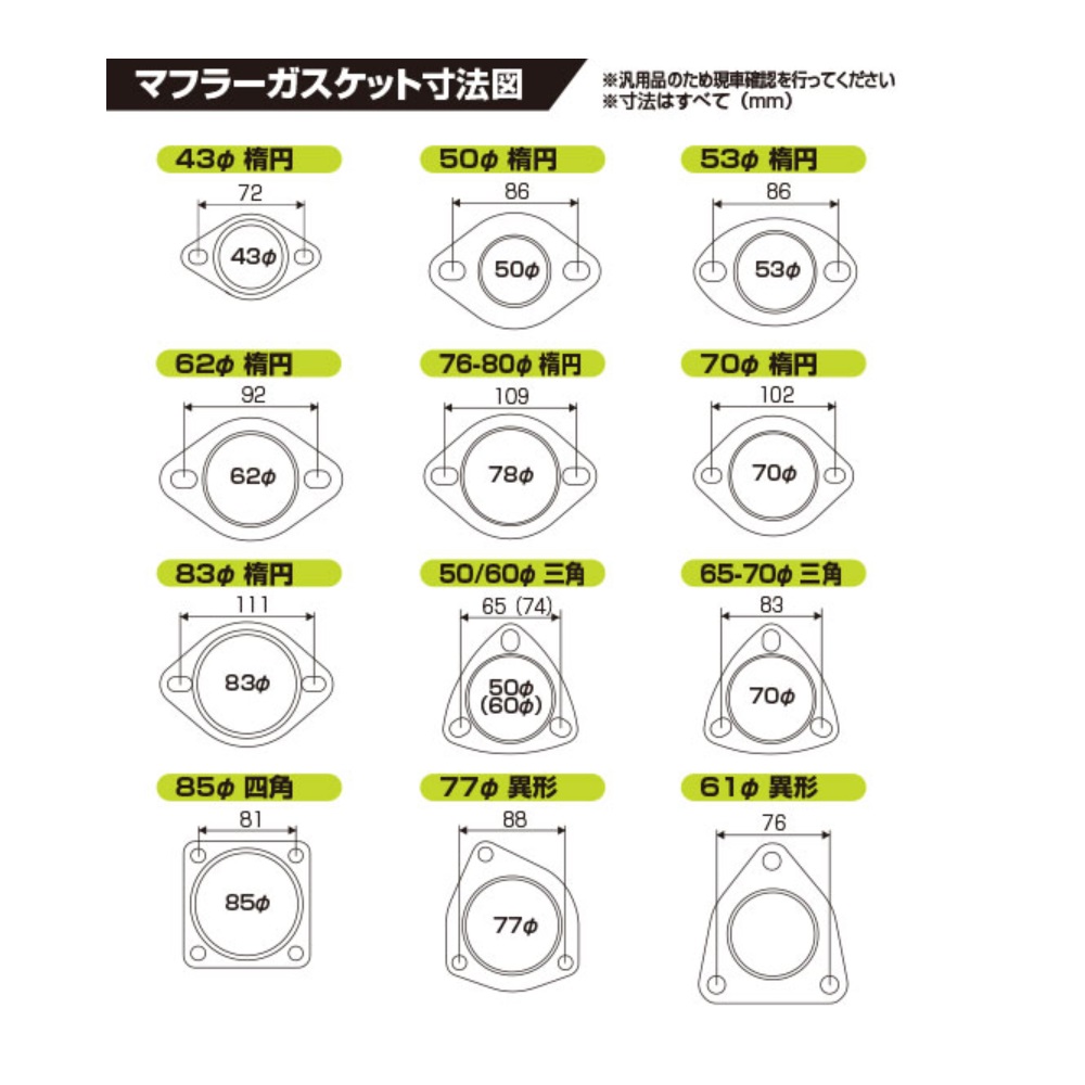ジュラン マフラーガスケット 楕円83φ 328090｜うさマートジャパン