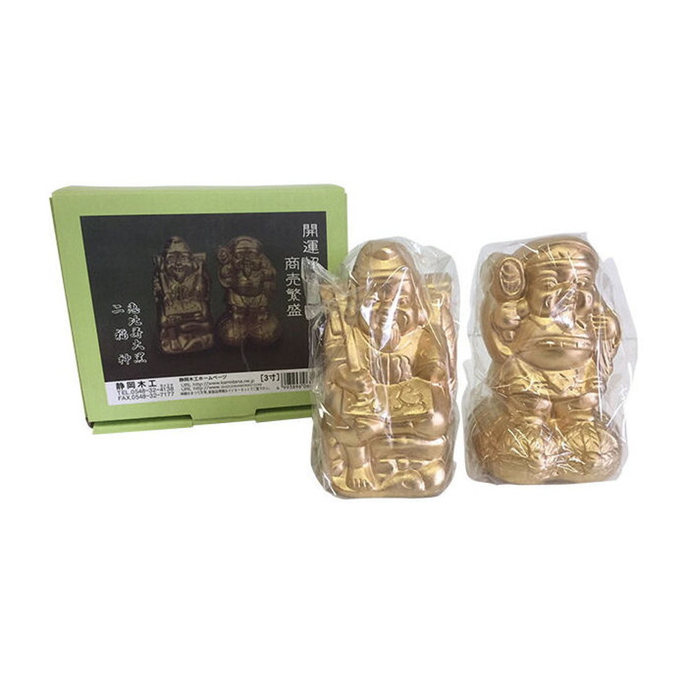 完璧すぎるが故三度も 静岡木工 神棚用神具 二福神 3寸｜うさマートジャパンサービス 彫刻・オブジェ
