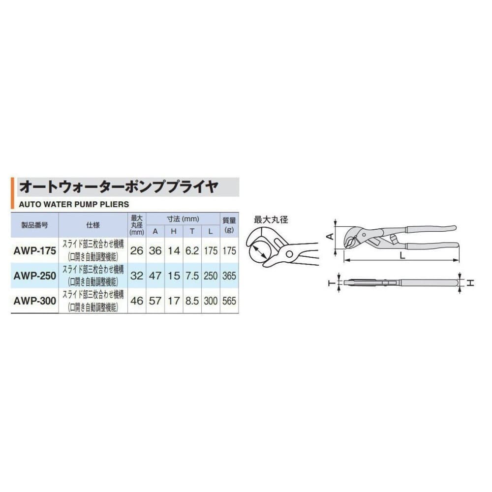 トネ オートウォーターポンププライヤ AWP-250｜宇佐美鉱油の総合通販