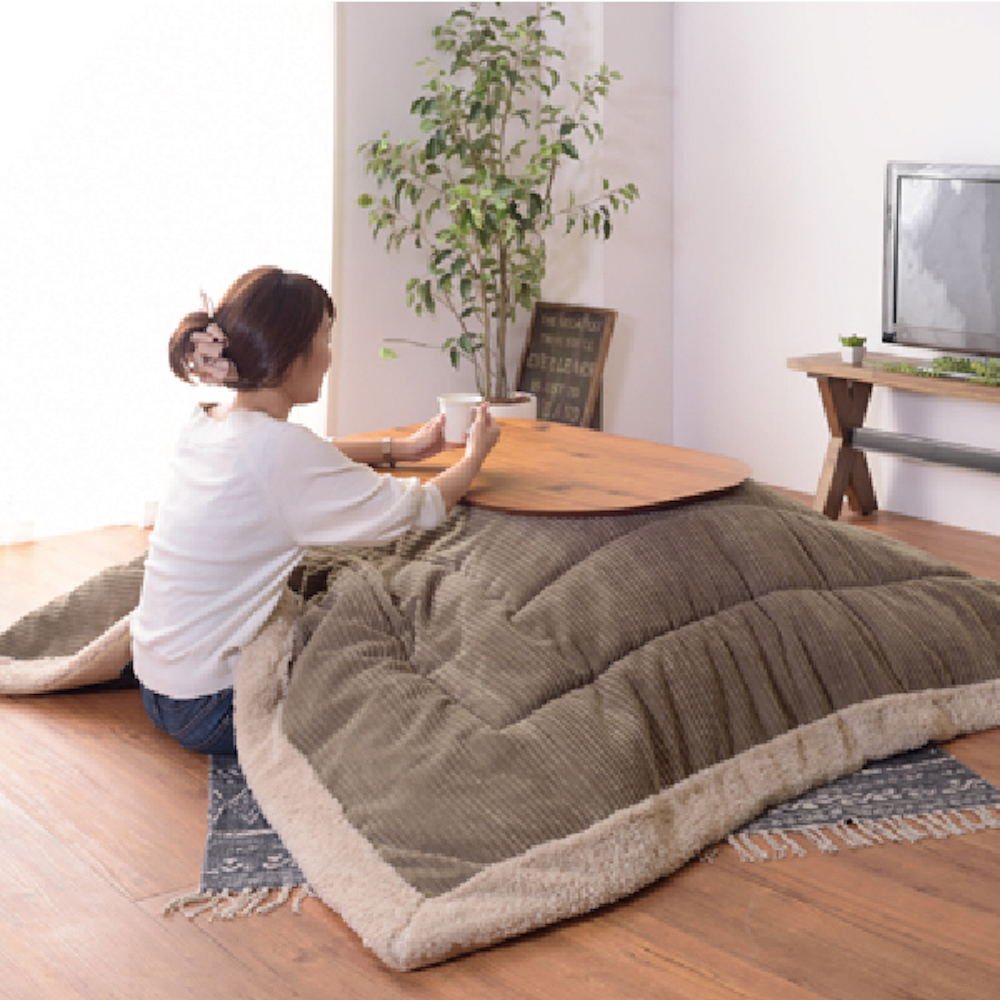 東谷 薄掛コタツ布団 正方形 カーキ KK-141KH｜うさマートジャパン