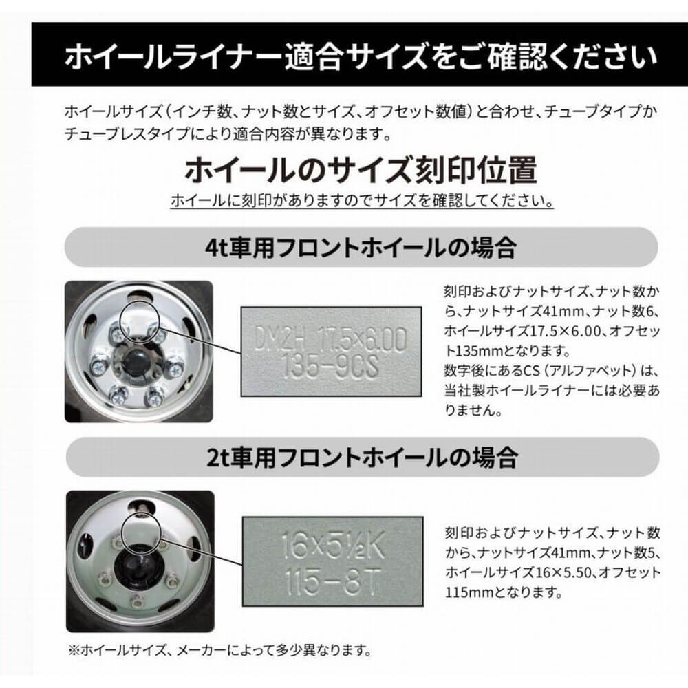 ジェットイノウエ ホイールライナーセット 3.5～4t車用 (6.00×17.5-127