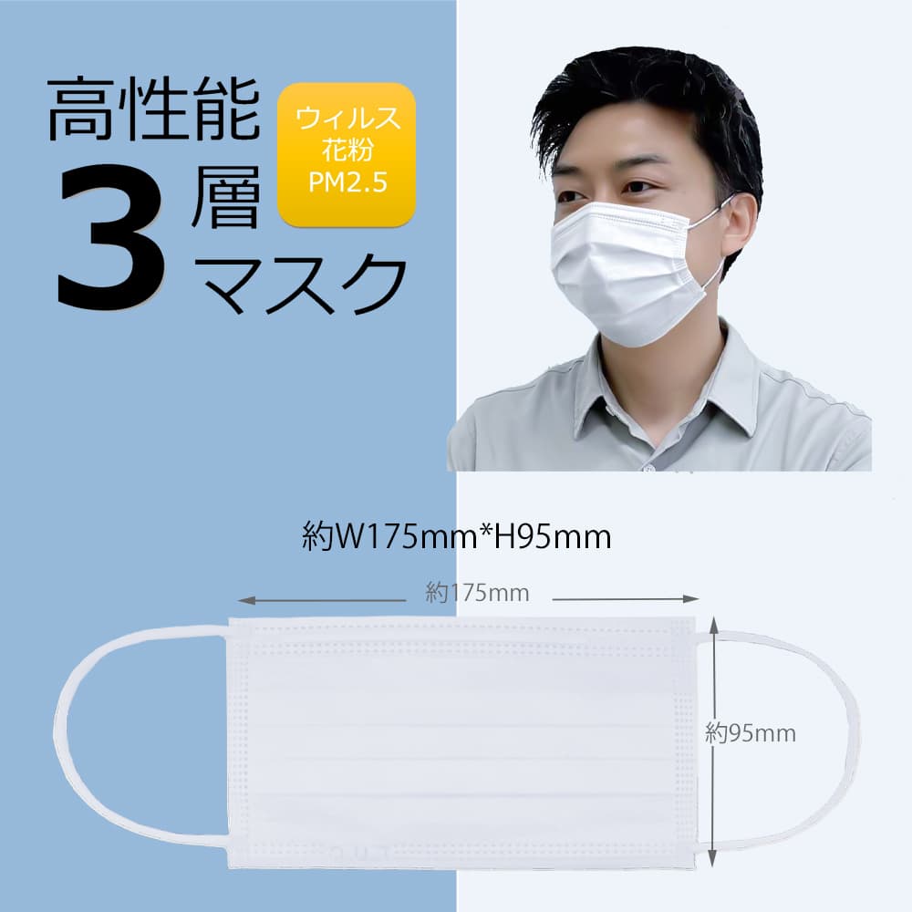 お得なロット販売】ジェイアンドシー 高性能3層マスク