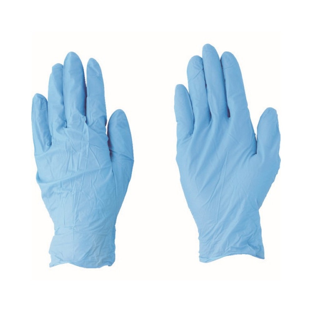 川西工業 ニトリル使いきり極薄手袋 粉無 100枚入 ブルー Mサイズ 2041