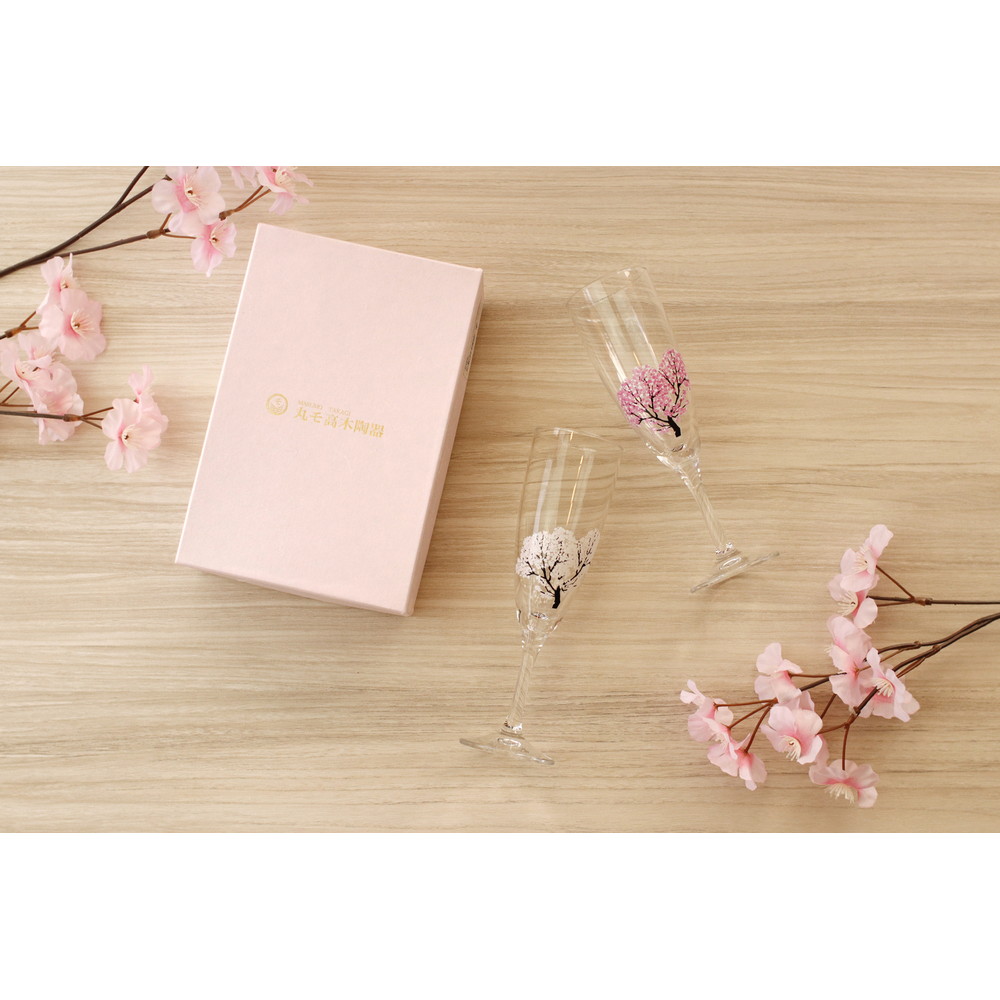 丸モ高木陶器 冷感桜 シャンパンペア ラッピング有 0100-002-00｜うさ