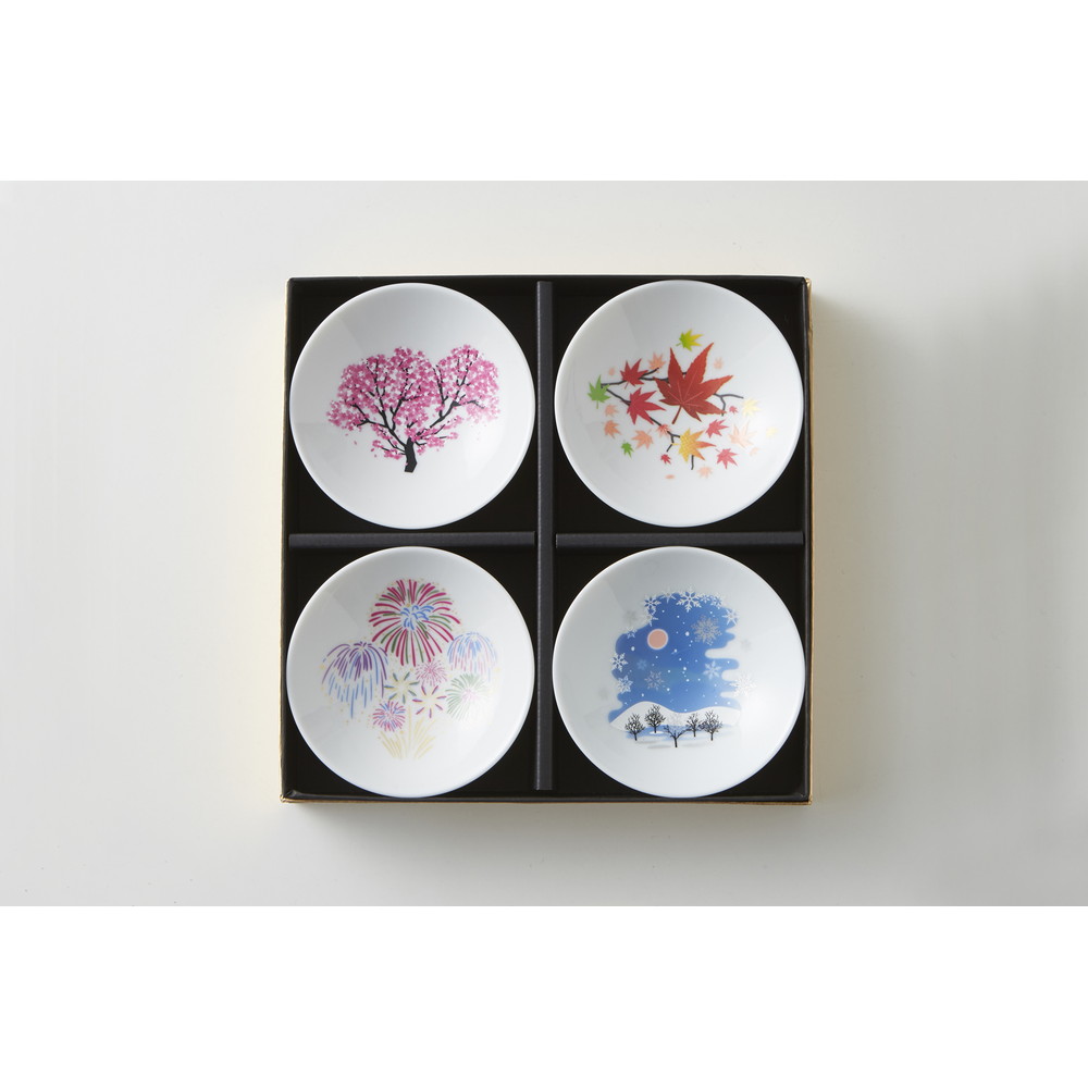 丸モ高木陶器 冷感日本四季 平盃揃 ラッピング有 0100-046-00｜うさ