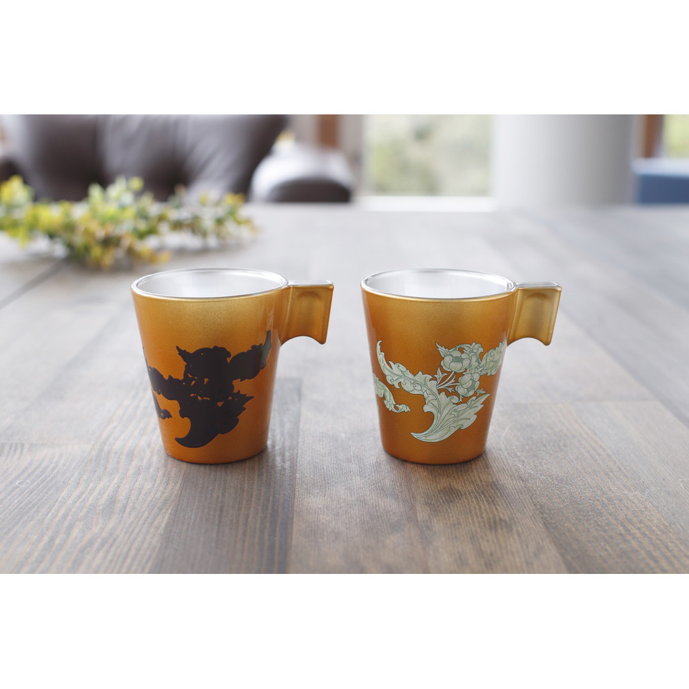 ブラント　デカルコップ4枚 丸モ高木陶器 温感デミタスカップ&ソーサーセット ボタニカル 皇帝 GD