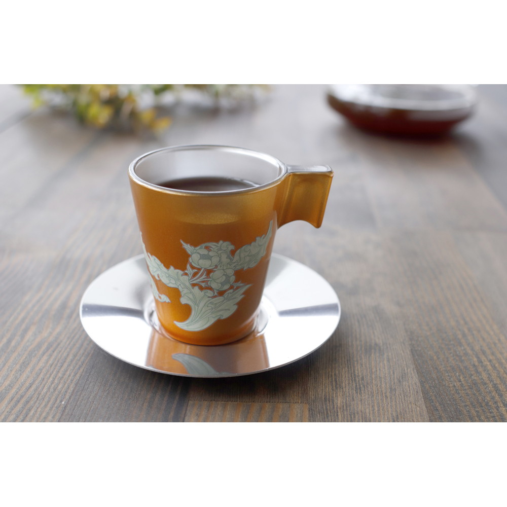 丸モ高木陶器 温感デミタスカップ&ソーサーセット ボタニカル 皇帝 GD