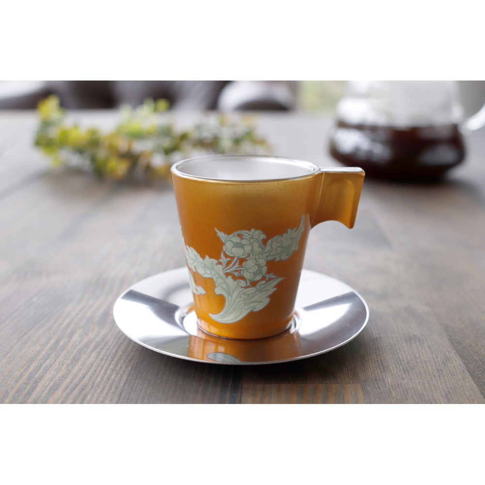 丸モ高木陶器 温感デミタスカップ&ソーサーセット ボタニカル 皇帝 GD