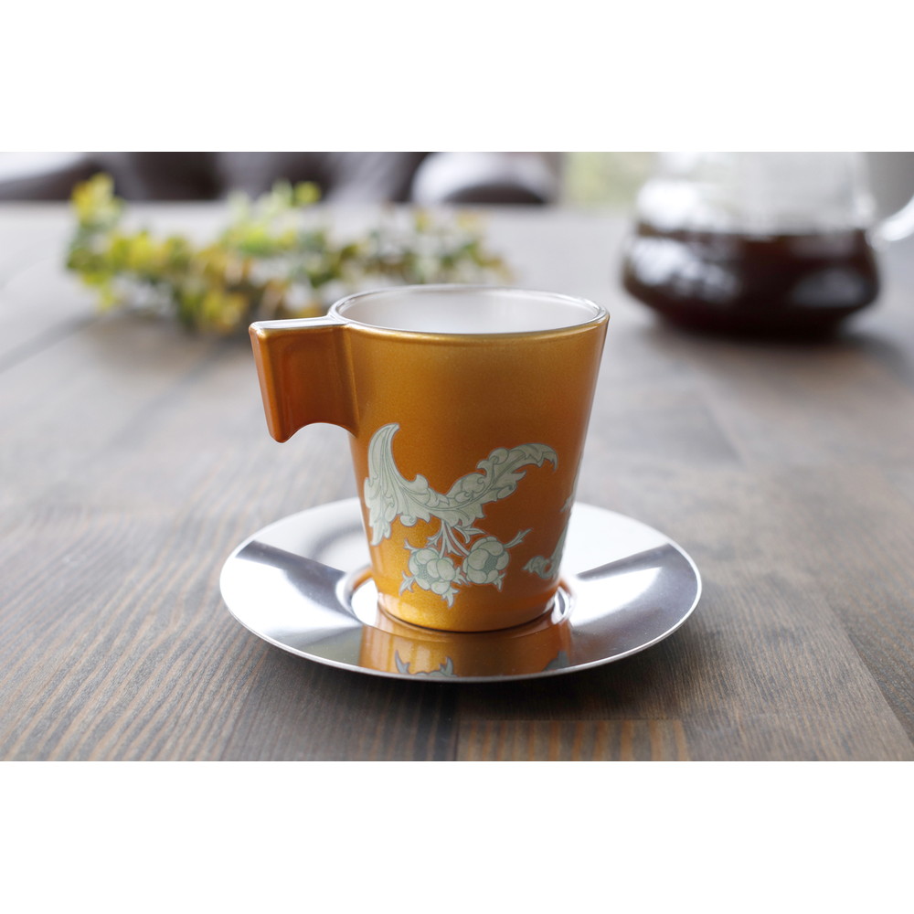 丸モ高木陶器 温感デミタスカップ&ソーサーセット ボタニカル 皇帝 GD