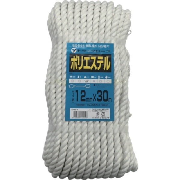 TRUSCO PVトラックロープ 12mm×30m 両端加工 TR-1230PV 1巻 :ds