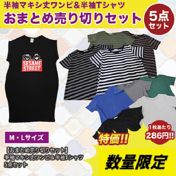 おまとめ売り切りセット】半袖マキシ丈ワンピ＆半袖Tシャツ Mサイズ 5