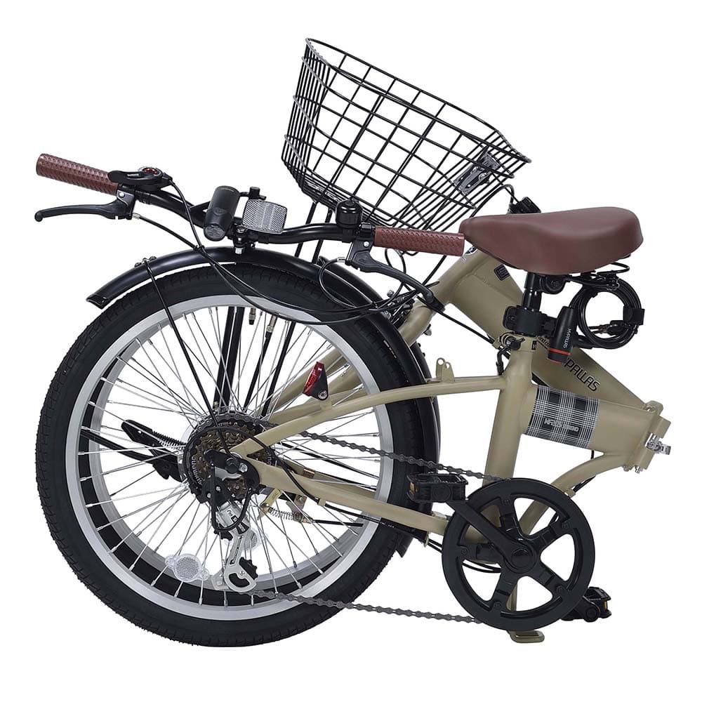 WONDA 折りたたみ自転車 ベージュ 池商 折畳自転車20インチ 6段ギア オールインワン MF205 サンド