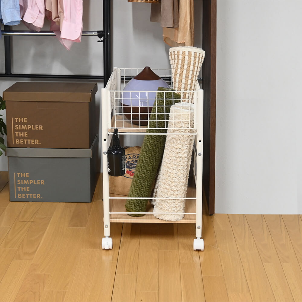 キャスター付押入れ収納ラック38 ホワイト RS-38 WH｜うさマート