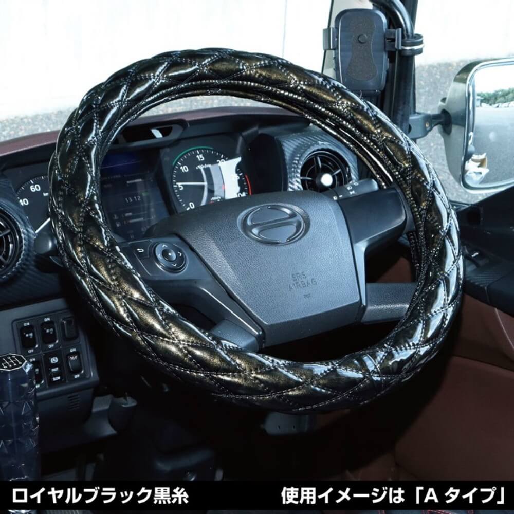 ジェットイノウエ MocoMocoハンドルカバー ロイヤルシリーズ 太巻きAタイプ ロイヤルブラック/黒糸 ML-M 38-40cm 588652