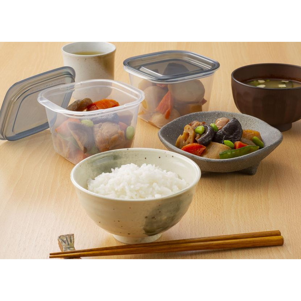 イノマタ化学 楽ちんパック スクエア深型 430ml 2個組 #1815 クリアー