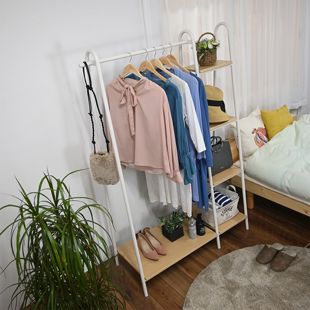 ハンガーラックワイド棚付き ナチュラル AH-1695NAO｜うさマート