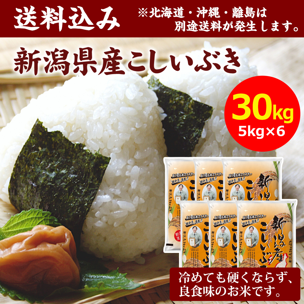 【令和7年産】田中米穀 新潟産 こしいぶき 30kg(5kg×6袋)