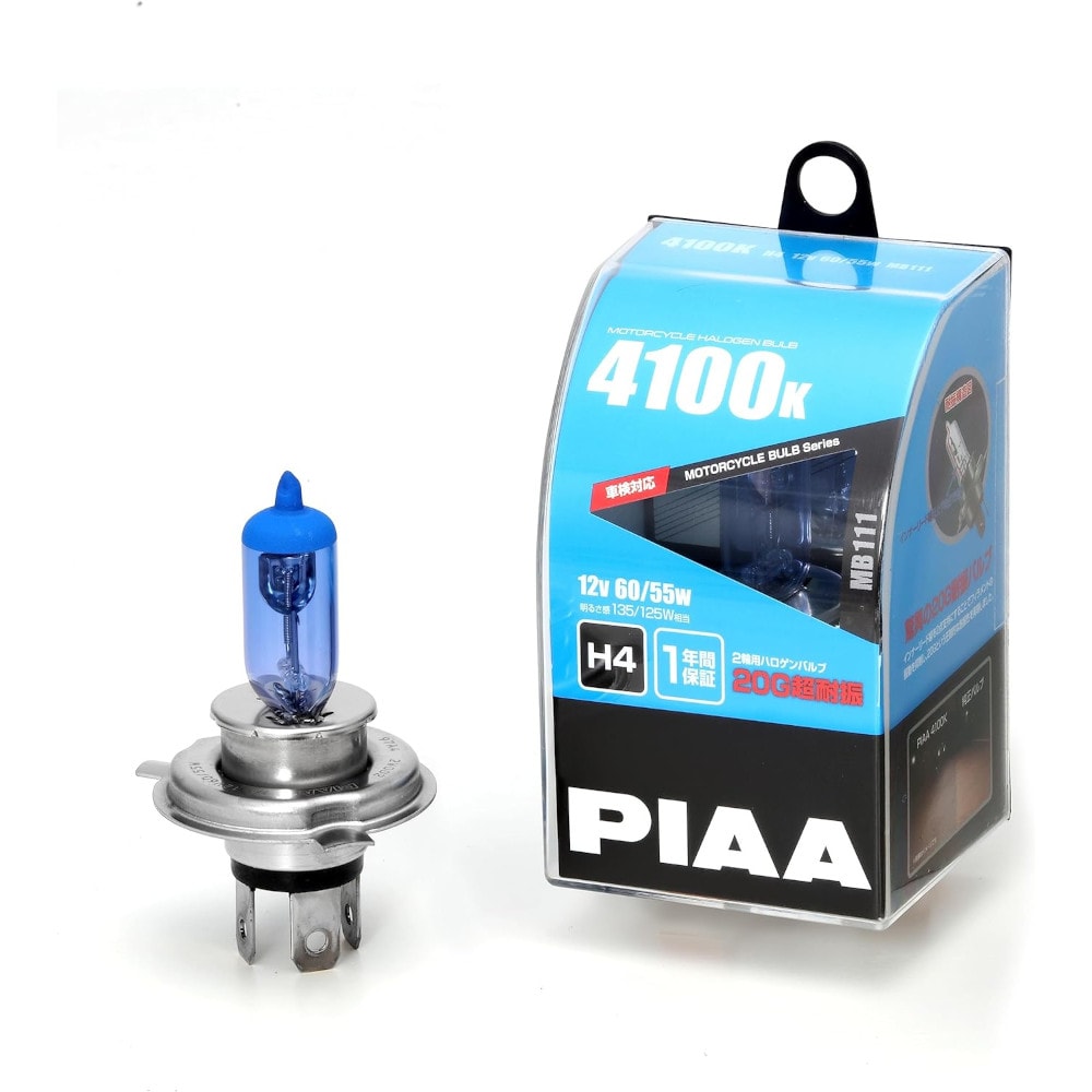 PIAA バイク用ヘッドライトバルブ ハロゲン H4 1個入 4100K MB111
