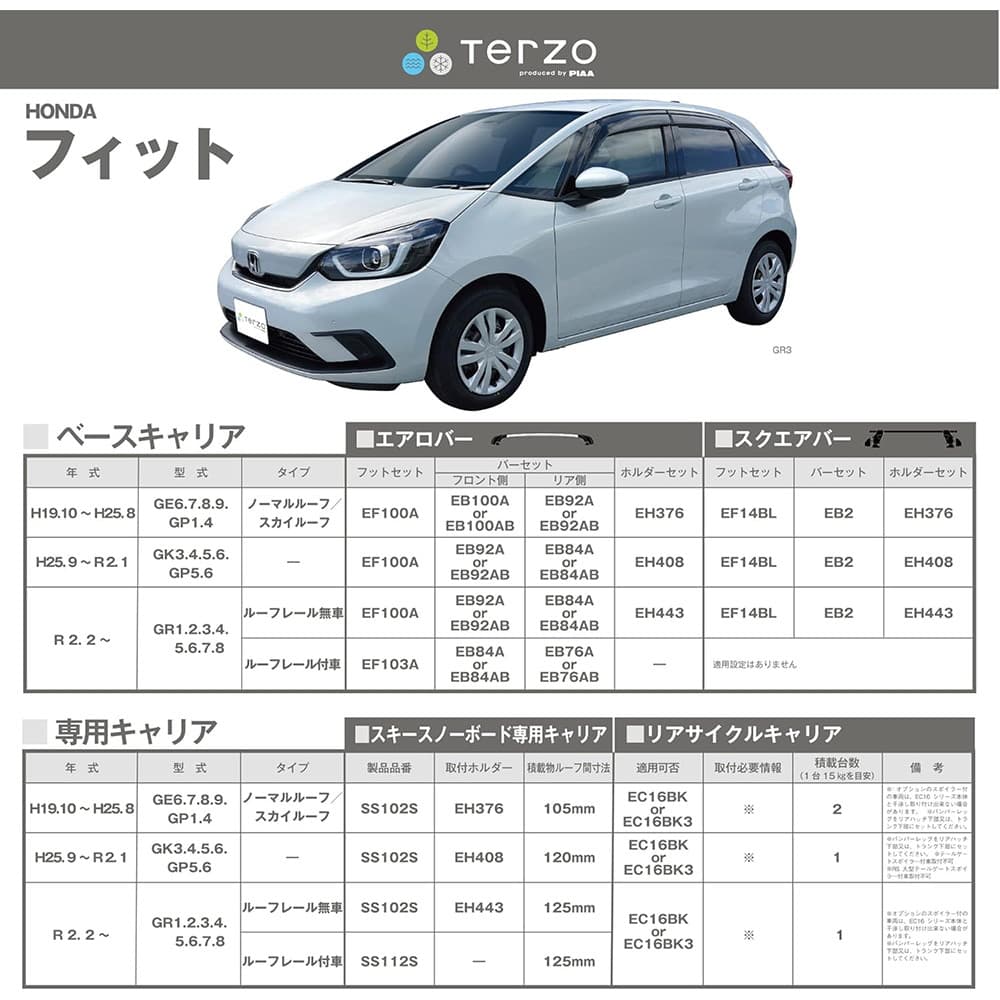 Terzo(テルッツォ) ルーフキャリア ベースキャリア 車種別取付ホルダー