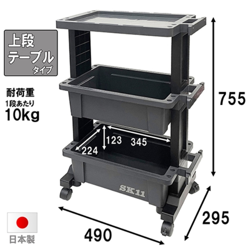 藤原産業 SK11 ツールワゴン(上段テーブル型)&パーツストッカーセット