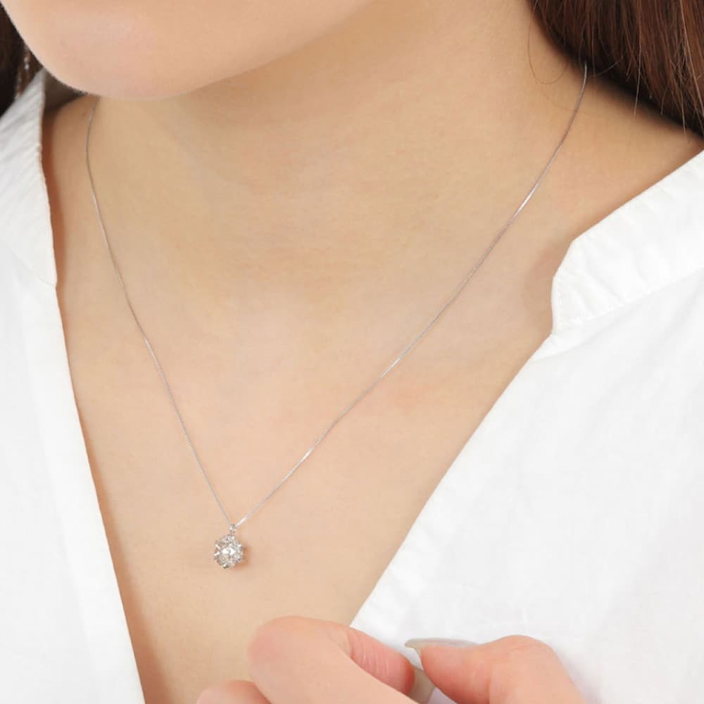 PT 天然ダイヤモンド H/I1/GD 1ct 6本爪 プラチナネックレス TDL鑑定 