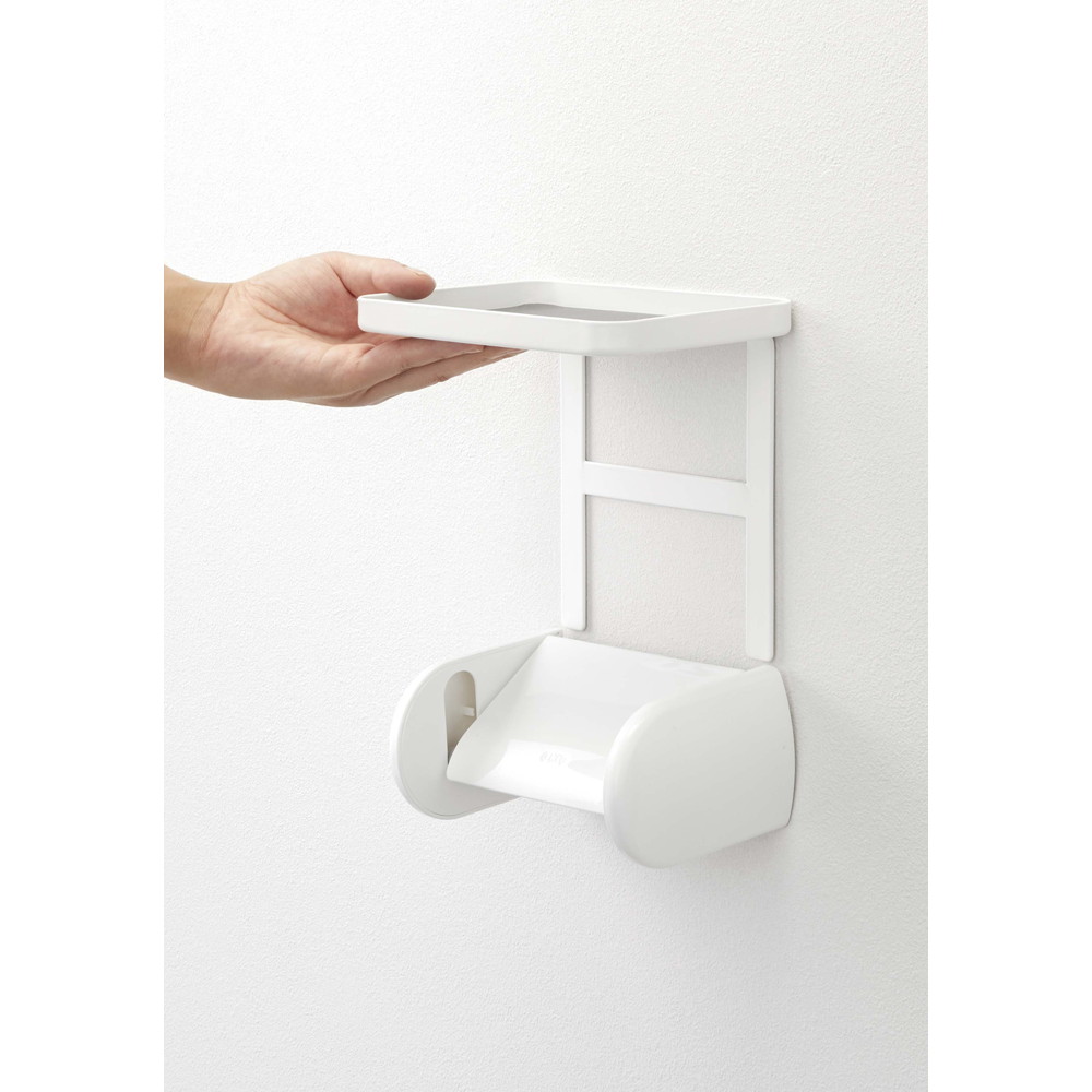 山崎実業 トイレットペーパーホルダー上ラック プレート ホワイト 4435